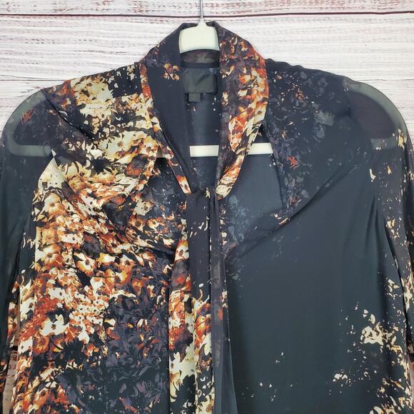 Intermix Silk Fairy Black Floral Dress Sm Asymmetric Layers Sheer Flowy Romantic - Picture 5 of 16